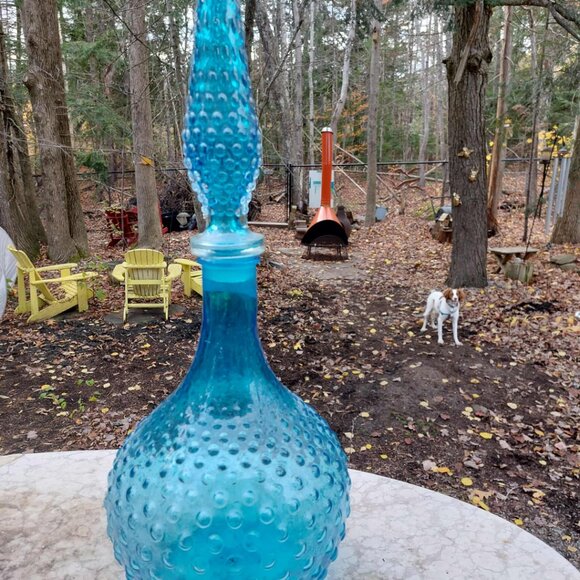MASSIVE Vintage Murano Italy Glass Decanter Genie Bottle in Aqua Blue - Picture 7 of 10